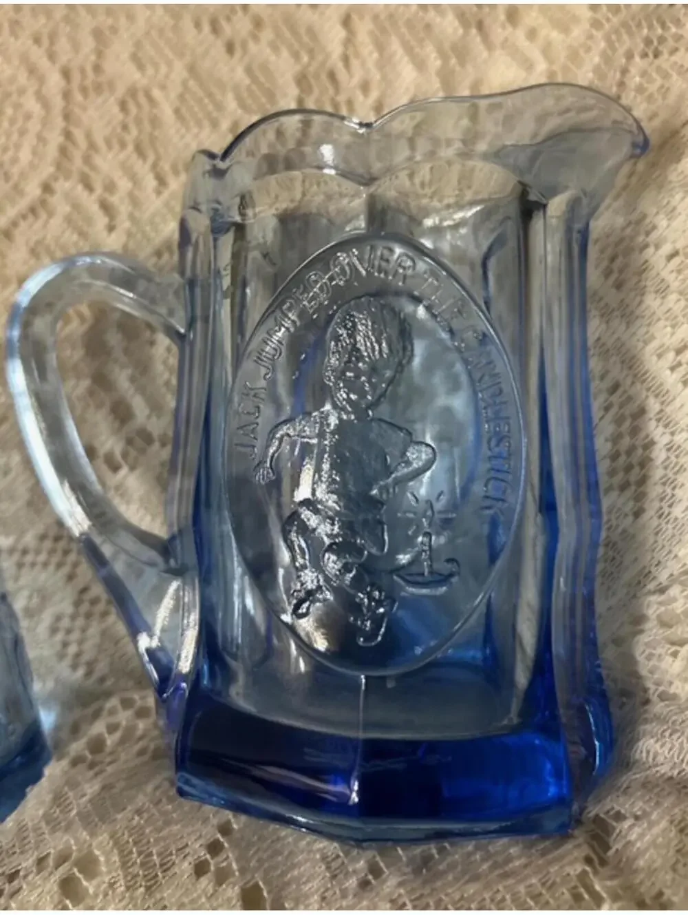 Tiara Vintage Blue Glass Pitcher and Glasses Set
